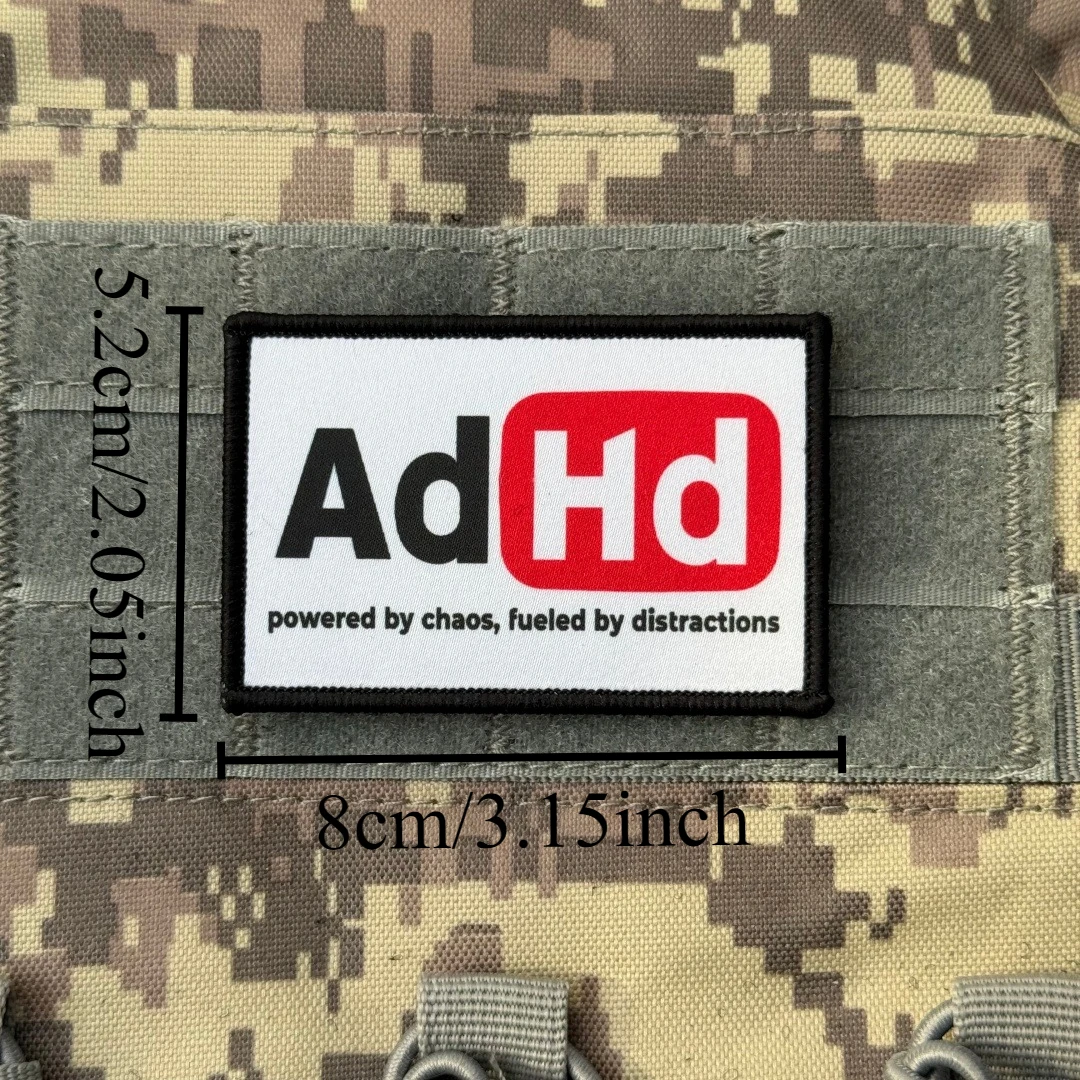 Parche Táctico Meme TDAH – Aplique Gancho y Bucle para Ropa y Mochila Militar - imagen 2