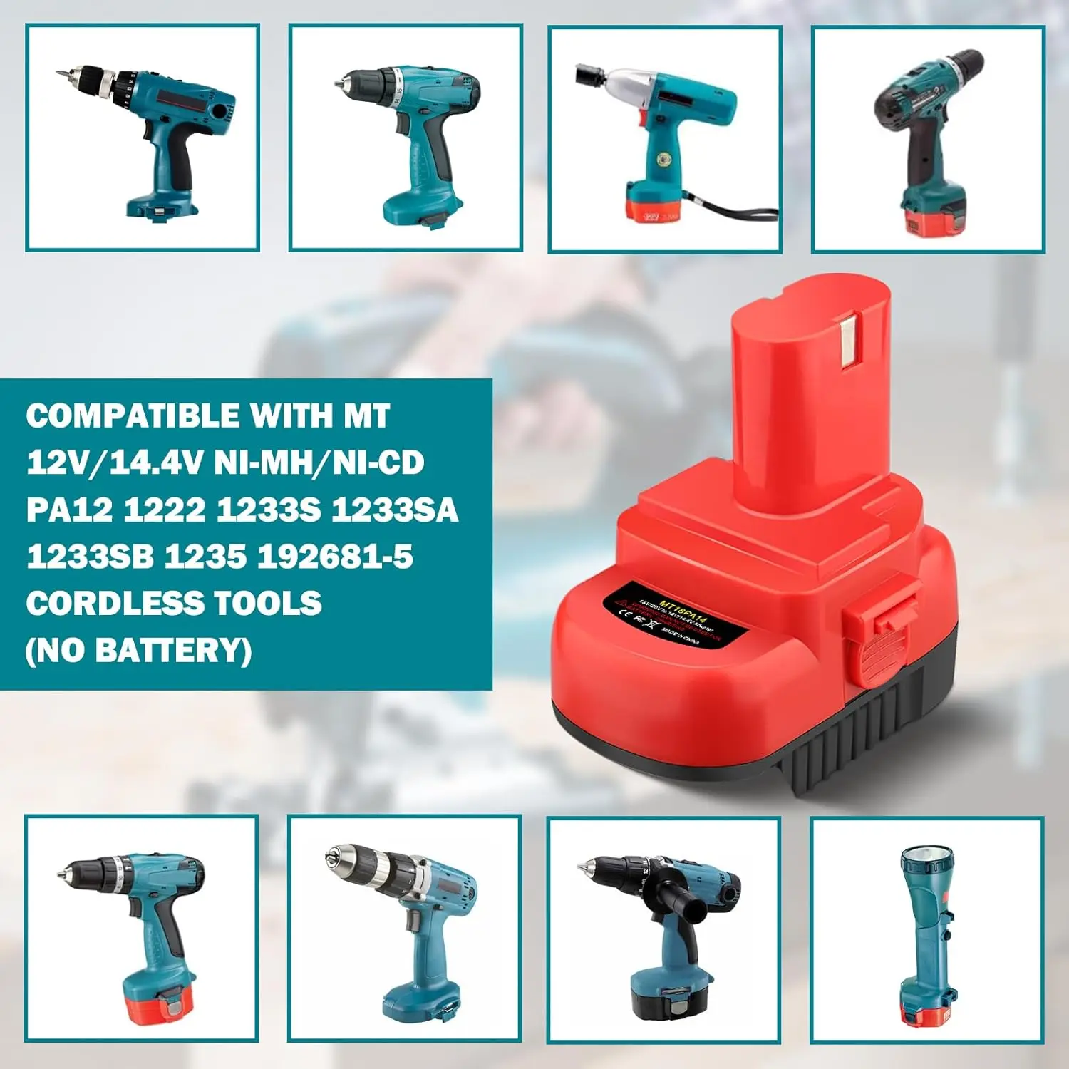 Adaptador batería Makita MT18PA14 – Convertidor 18V LXT a 12V/14,4V herramientas - imagen 2
