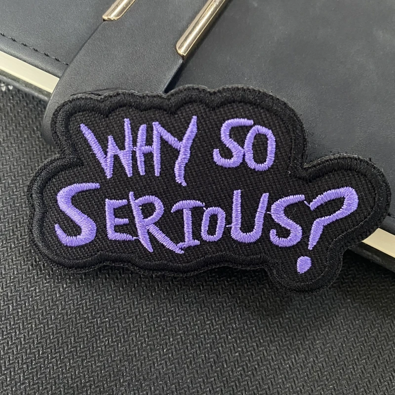 Parche táctico bordado emblema moral WHY SO SERIOUS - Velcro exterior - imagen 3