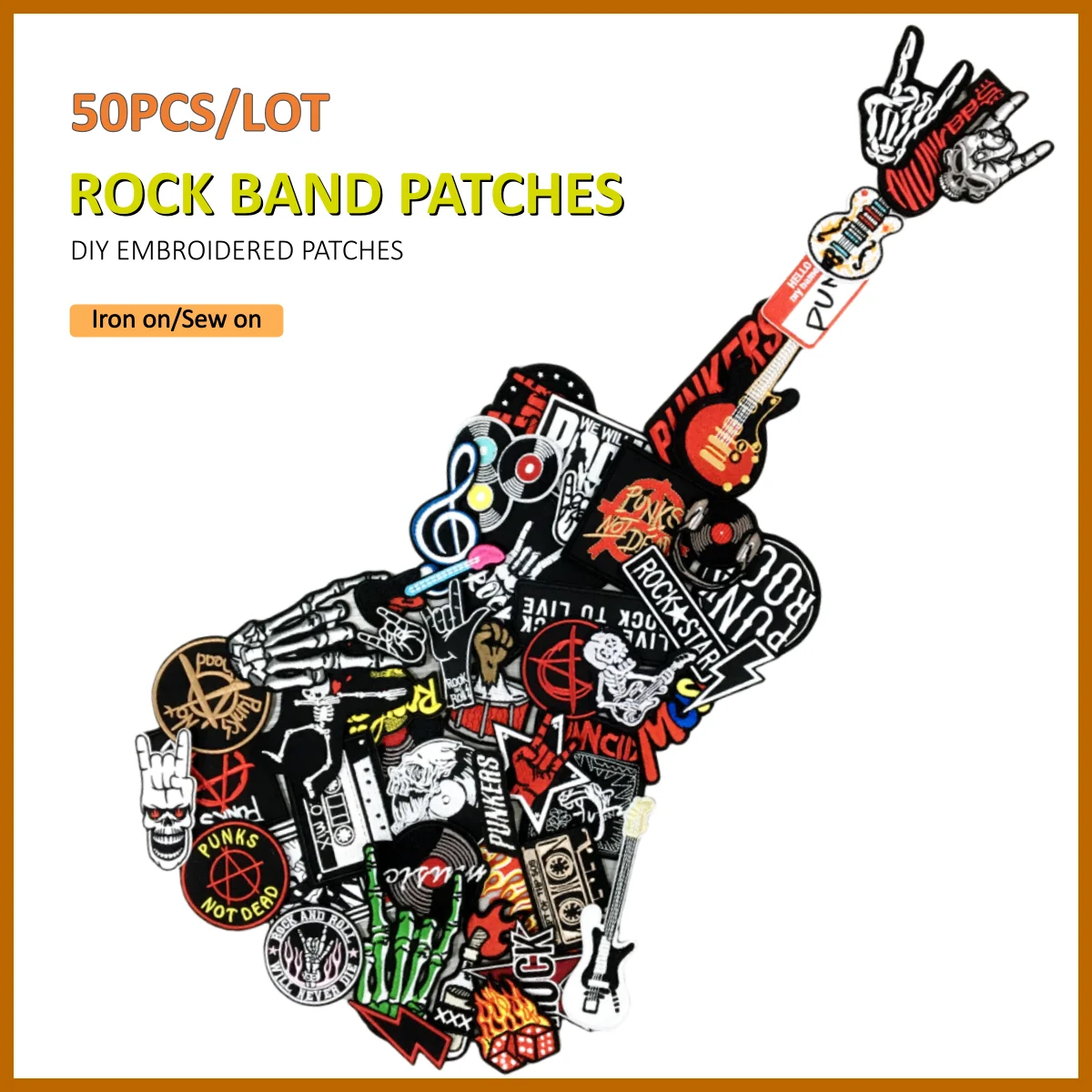 Parche bordado termoadhesivo punk rock con rayas para ropa DIY - imagen 2