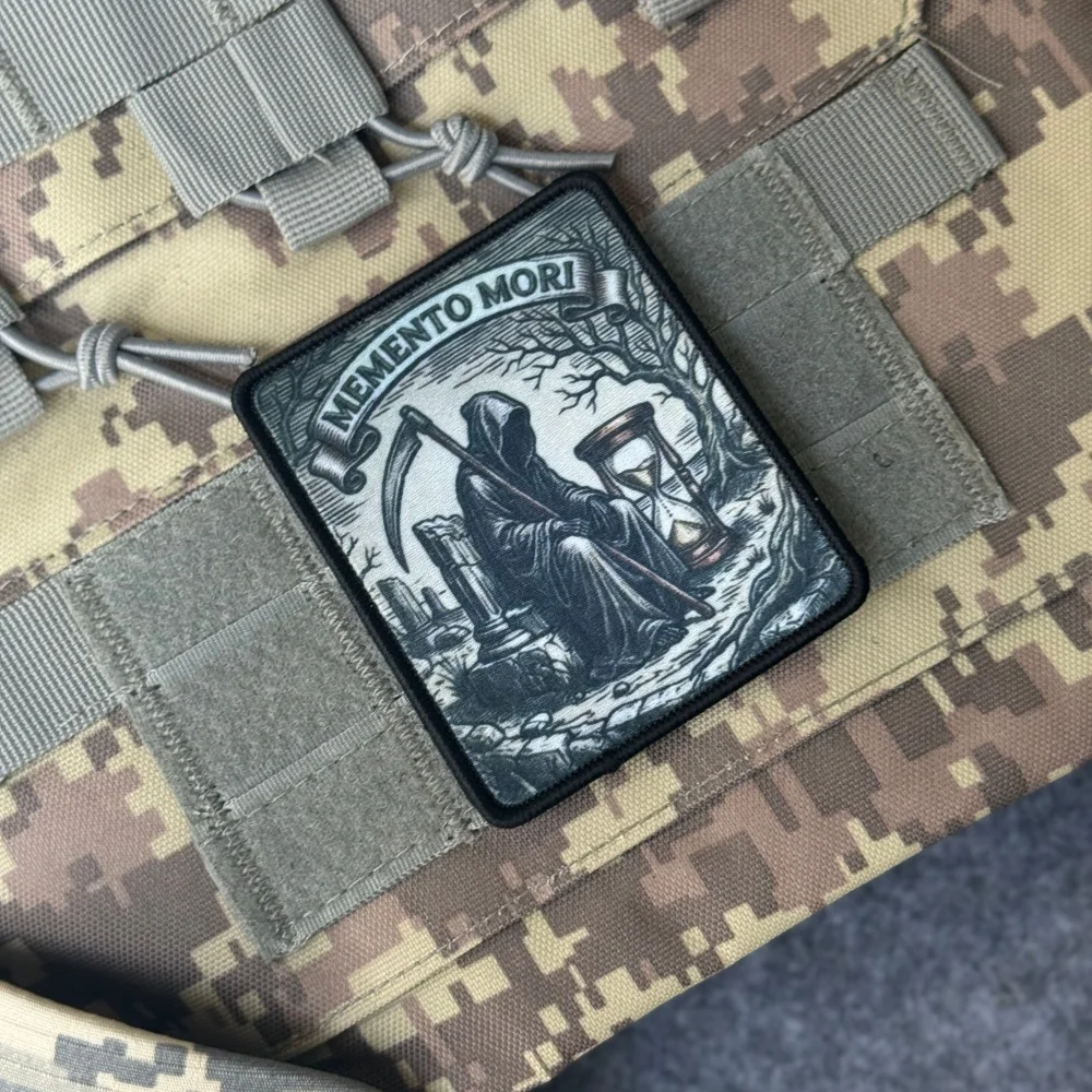 Parches tácticos gancho y bucle reloj de arena memento mori - imagen 4