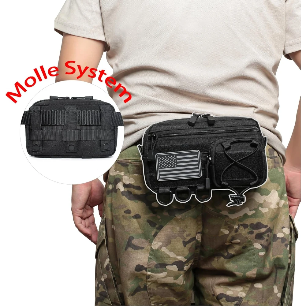 Bolsa táctica MOLLE horizontal con bolsillo frontal EMT y cordón - imagen 3