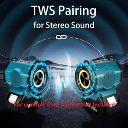 Altavoz Bluetooth con luces para Makita Dewalt Bosch, sin batería