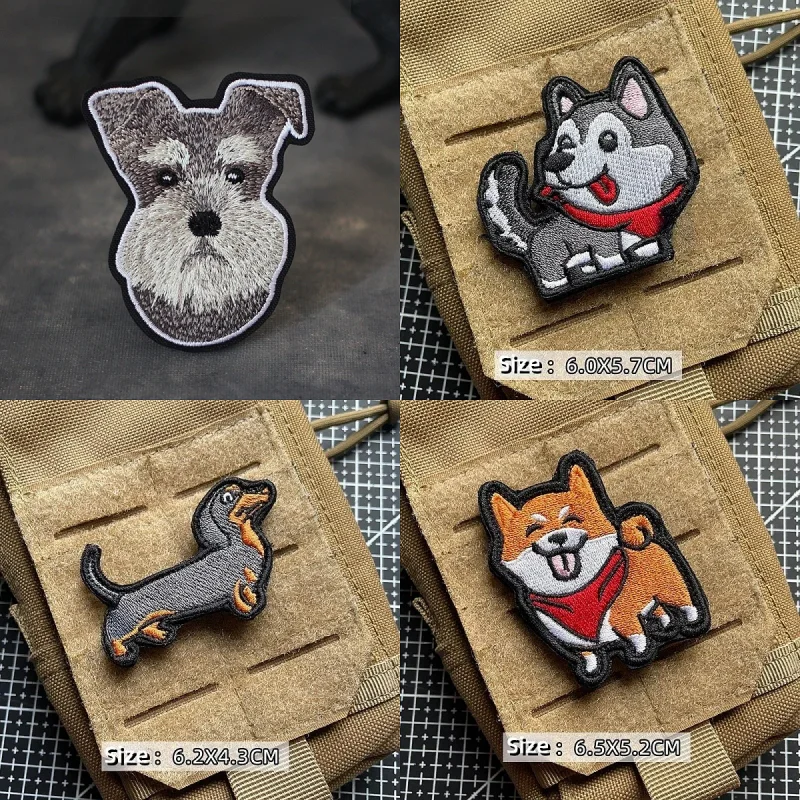 Parche morale bordado con gancho y bucle Corgi y perro salchicha - imagen 3