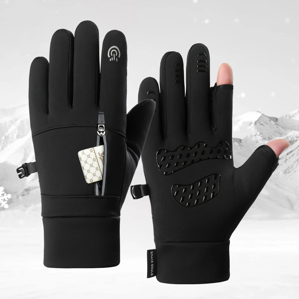 Guantes táctiles térmicos cortaviento para invierno al aire libre
