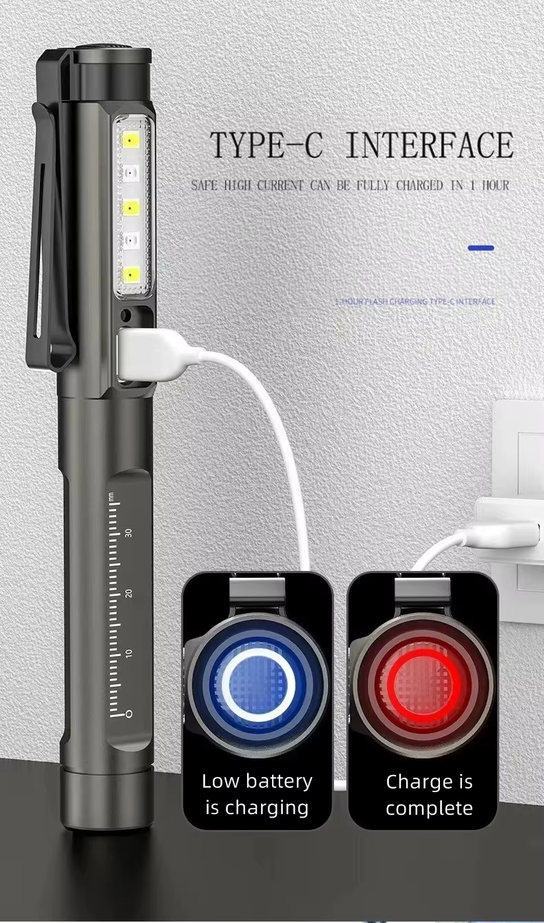 Linterna táctica LED blanca cálida recargable USB para inspección - imagen 3