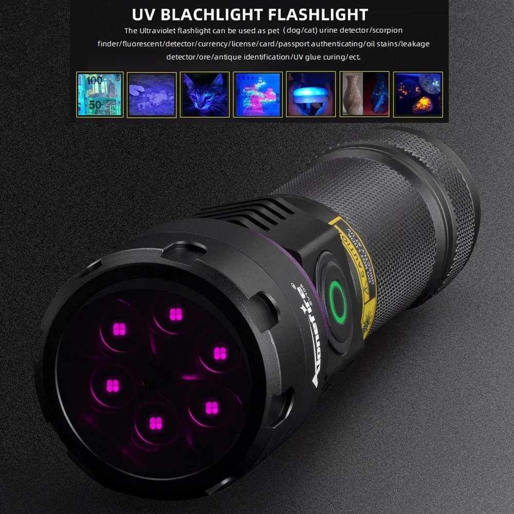 Linterna UV alta potencia luz negra para curado y detección LED - imagen 5