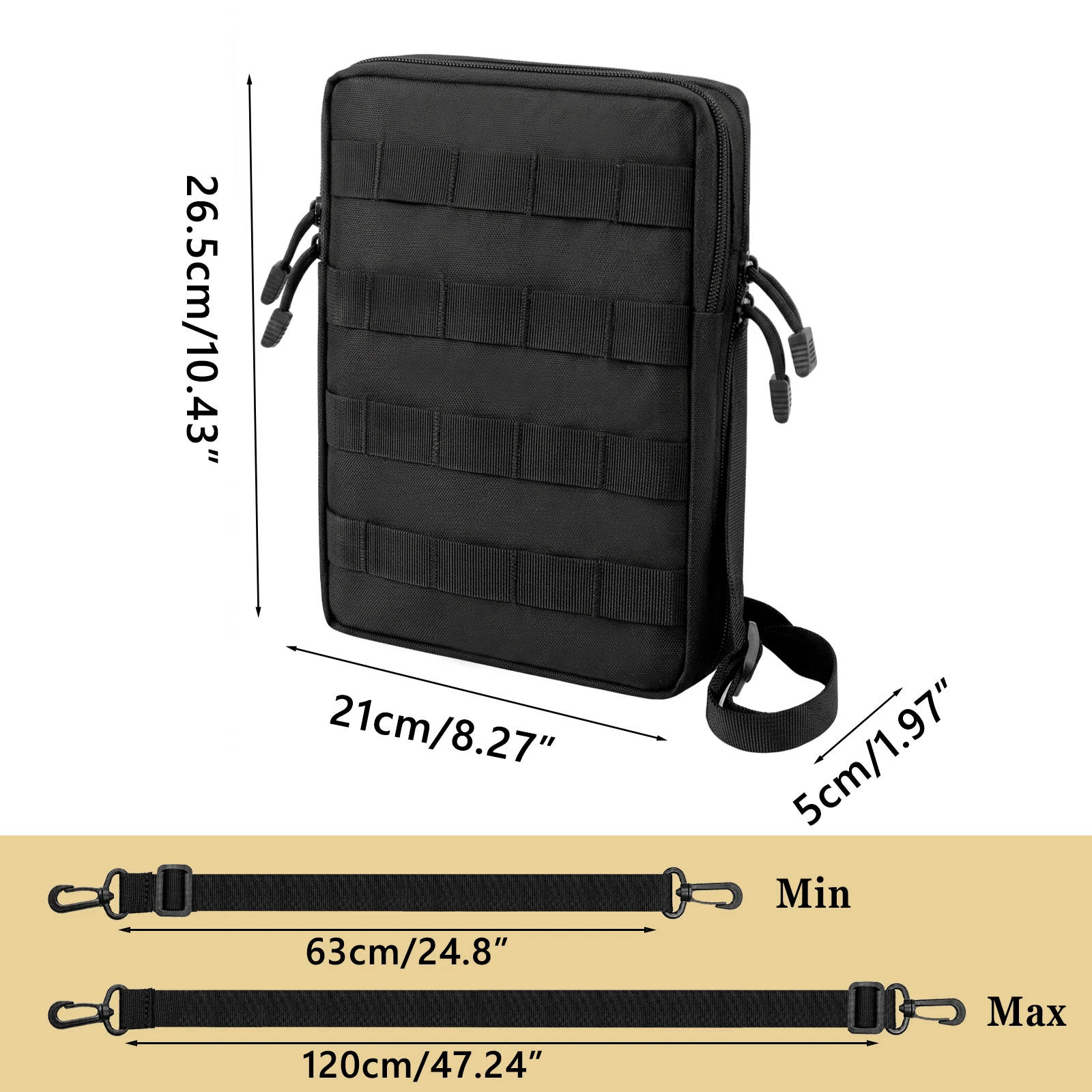 Bolsa táctica EDC de pecho MOLLE 800D impermeable y resistente - imagen 3