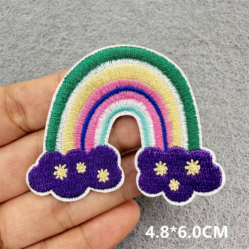 Parche bordado arcoíris y flores para ropa de niños - plancha DIY - imagen 3