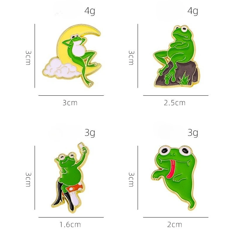 Broche esmaltado rana punk de dibujo animado para solapa