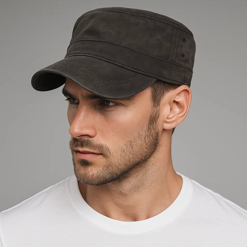 Gorra militar lona encerada algodón impermeable cadete Vintage plana - imagen 4