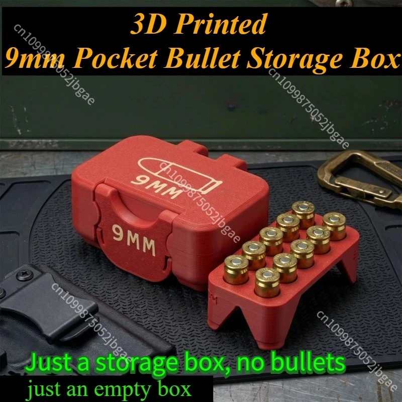 Caja almacenamiento munición 9mm bolsillo rojo impresa 3D portátil - imagen 5