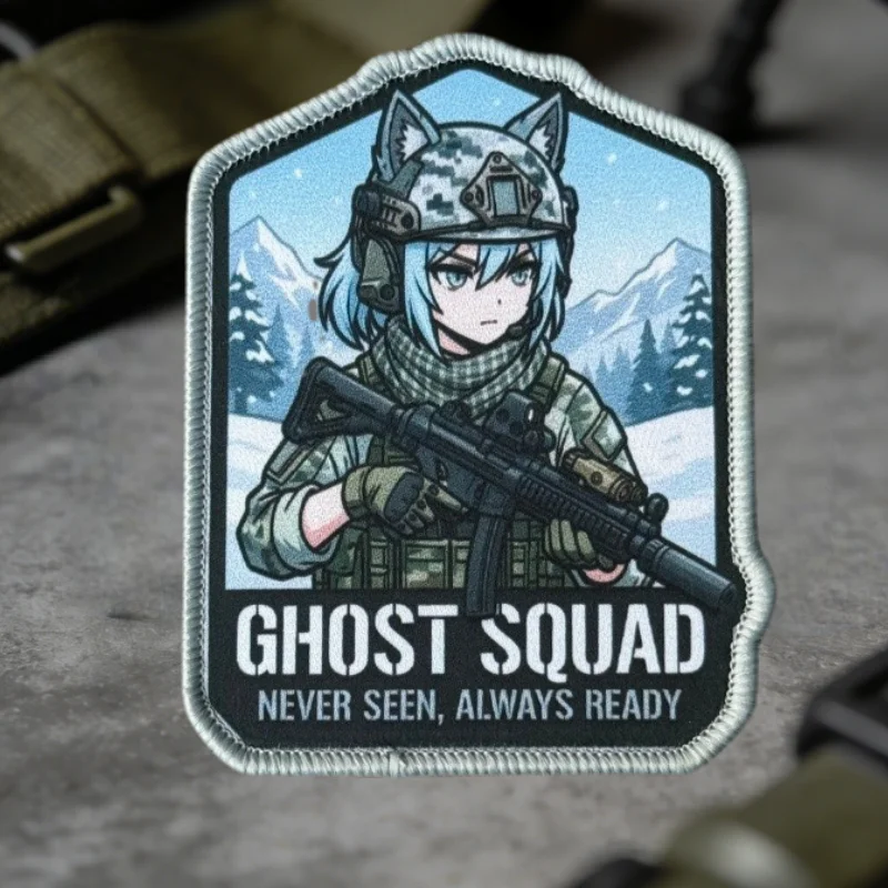 Parche táctico Ghost Squad anime chica con velcro gancho y bucle