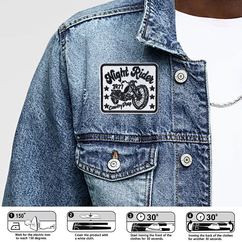 Parche bordado termoadhesivo locomotora Night Rider estilo punk rock