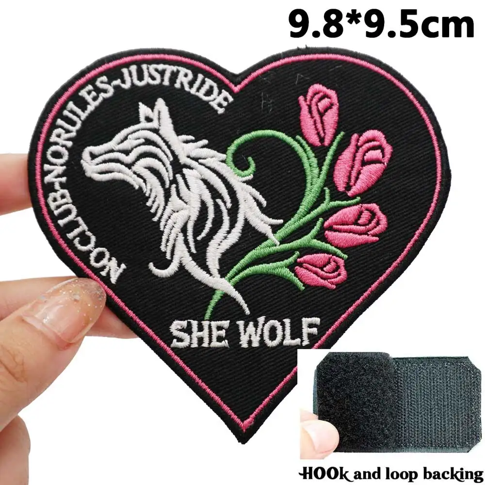 She Wolf parche bordado motorista punk con respaldo gancho para coser - imagen 3