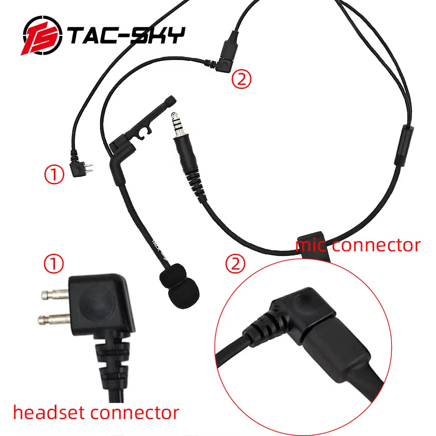 Conexión tipo combo en Y para auriculares tácticos