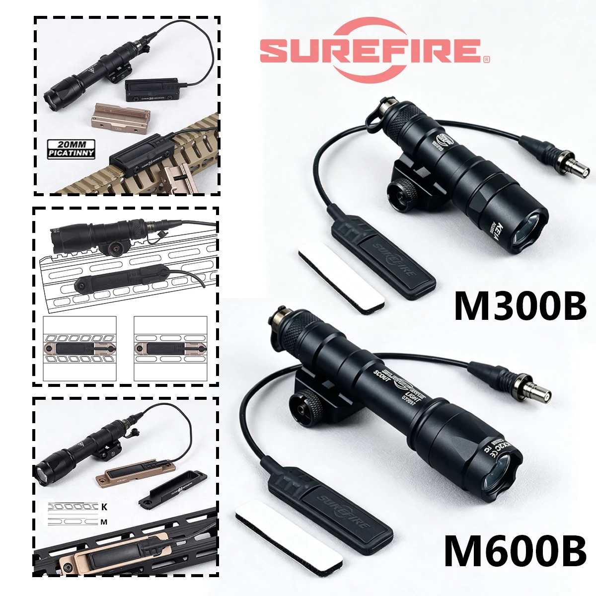 SureFire M600 linterna táctica 20 mm con interruptor ST07 y presión - imagen 3