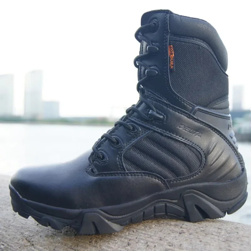Botas tácticas de cuero impermeable para desierto y exterior