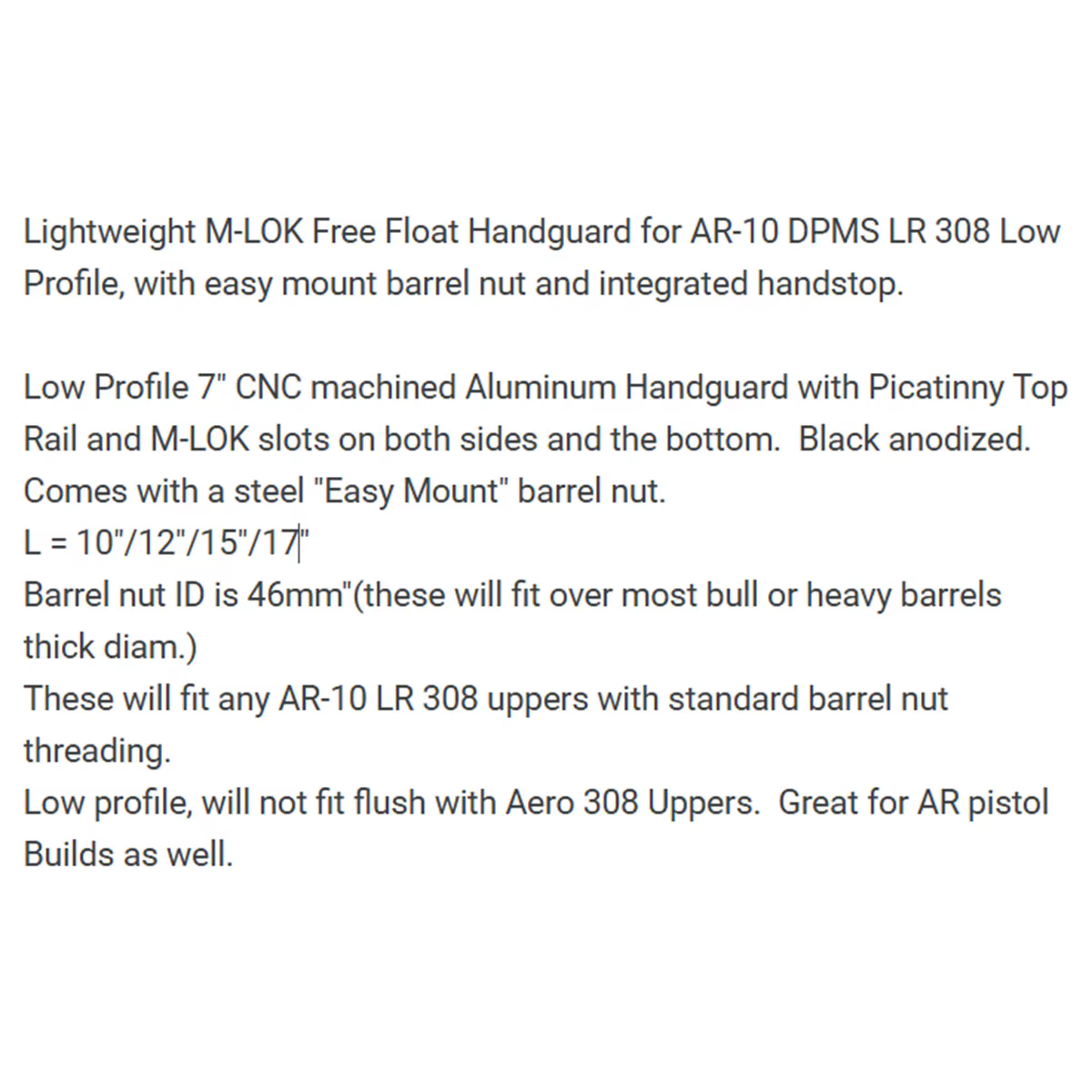 SKWOPTICS Guardiamano M-LOK LR308 AR10 aluminio flotante libre - imagen 3