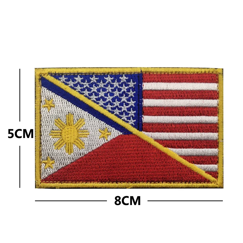 Parche bordado bandera Filipinas con gancho y anillo para ropa - imagen 2