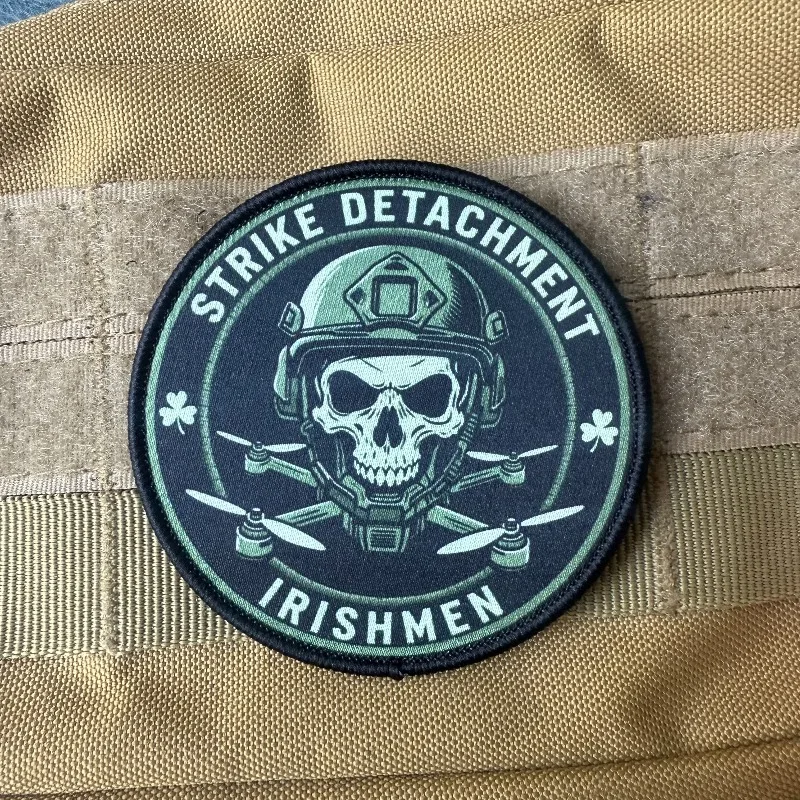 Parche táctico velcro calavera dron FPV soldado trébol para chaquetas - imagen 3