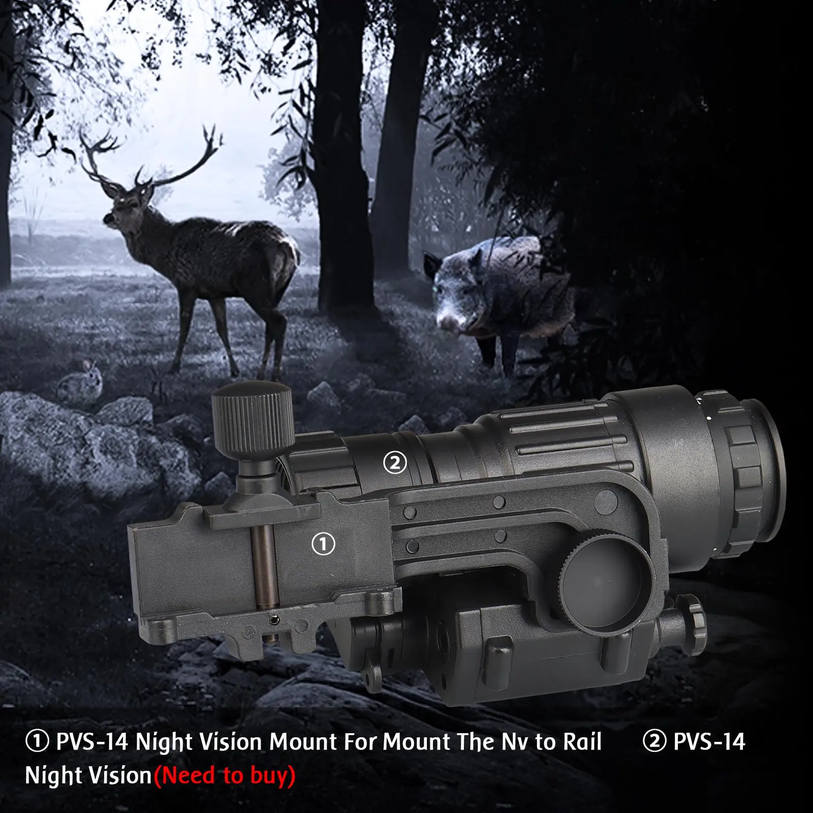 BOOIU PVS14 Adaptador Brazo J Ajustable Visión Nocturna Casco Táctico - imagen 2