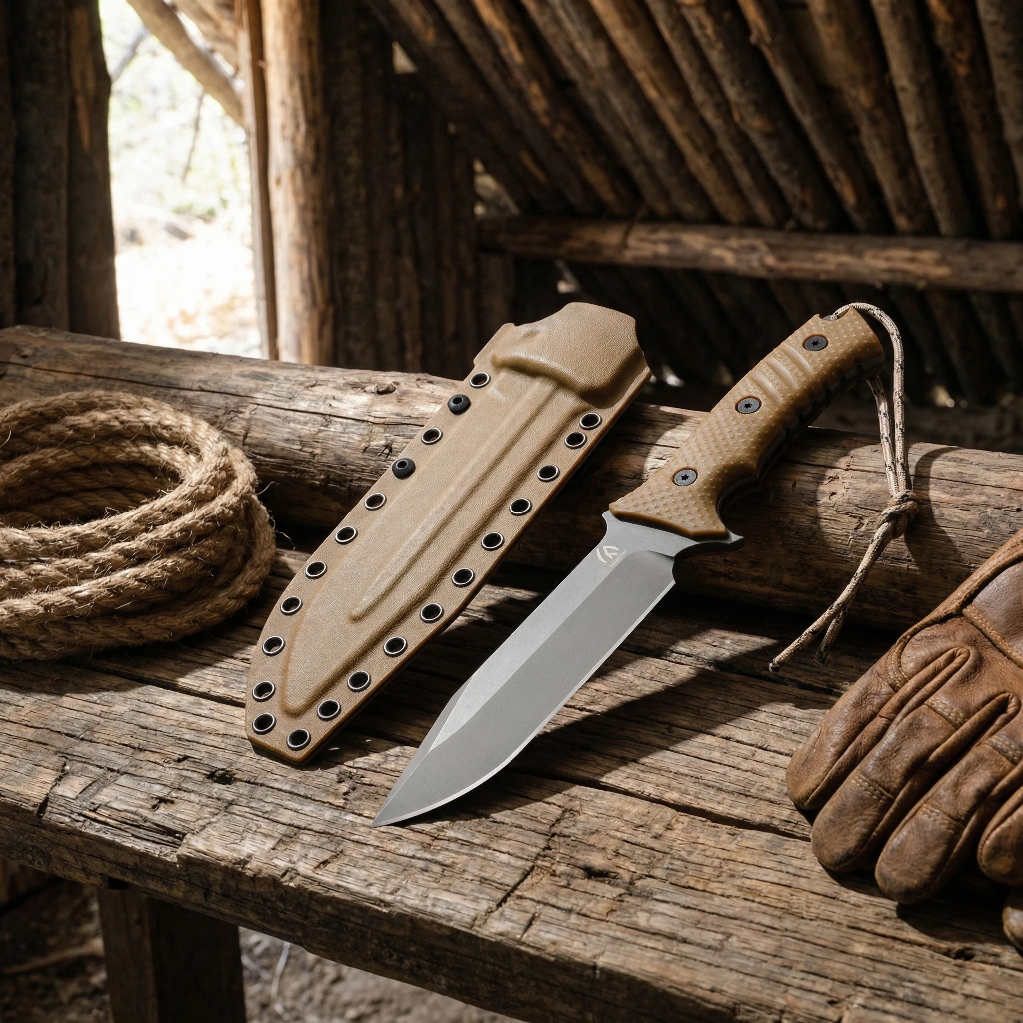 Cuchillo de hoja fija táctico con funda para outdoor y supervivencia - imagen 3