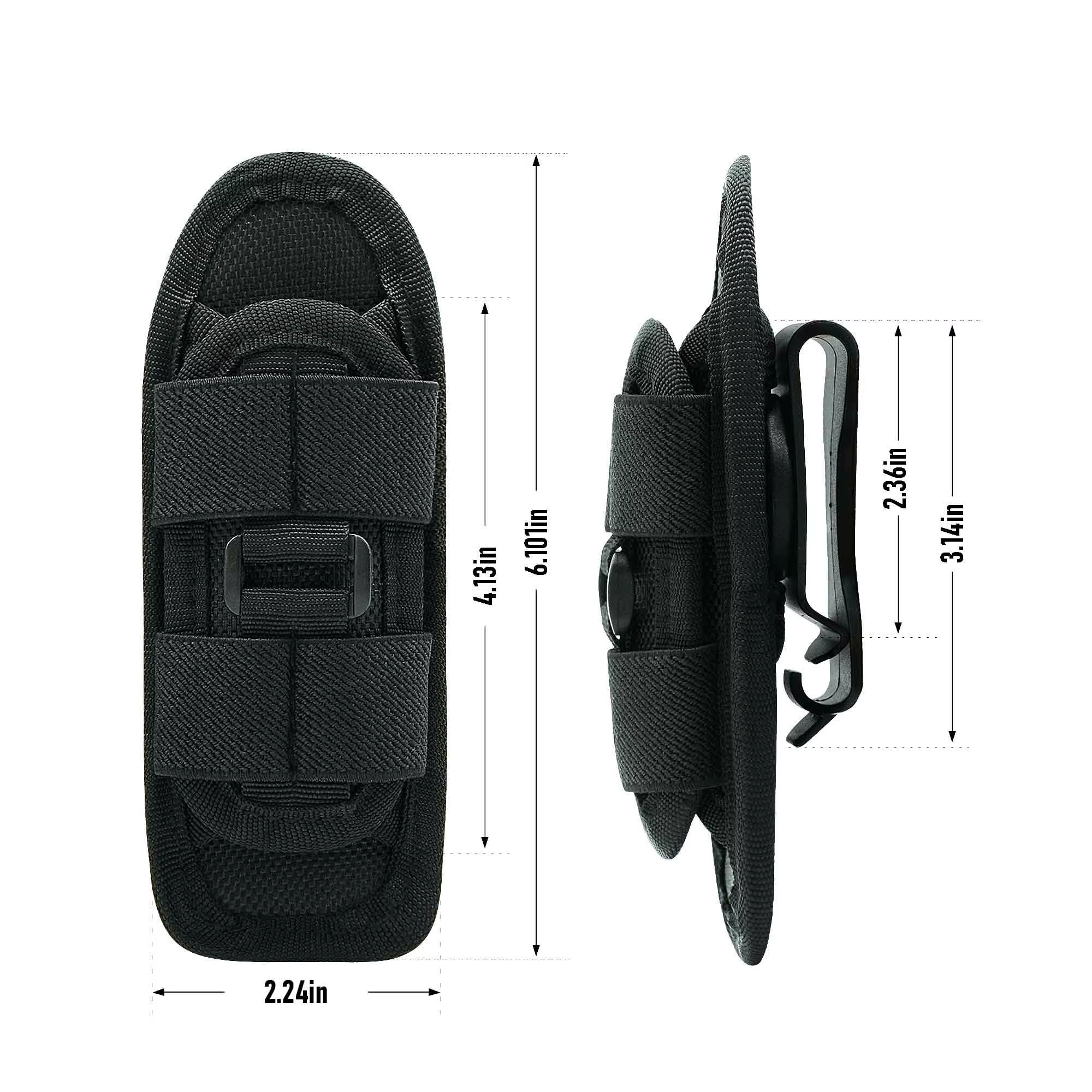 Funda táctica linterna con clip cinturón y mosquetón 360° - imagen 5