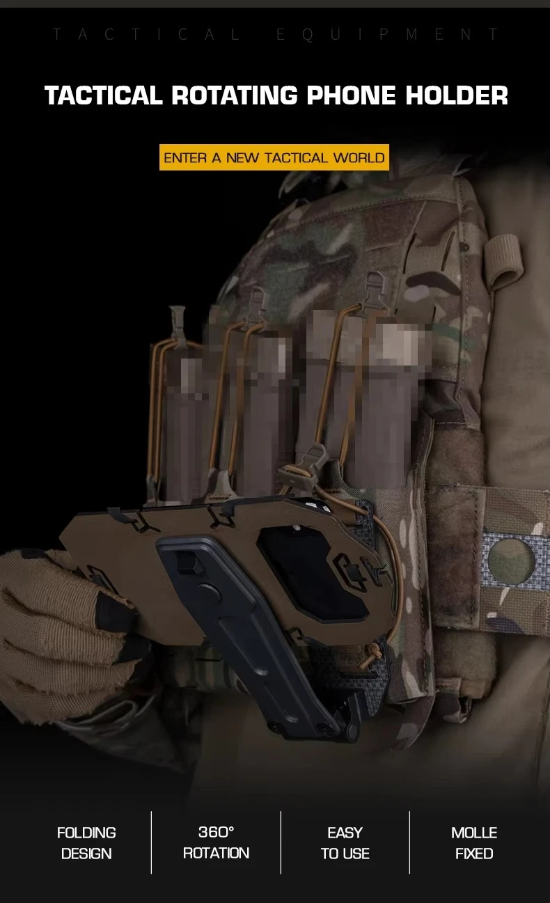 Chaleco táctico con montaje MOLLE y soporte para teléfono