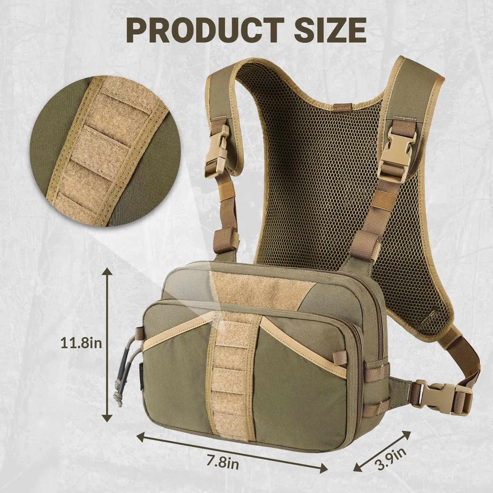 Bolsa de pecho táctica con compartimento para binoculares de caza - imagen 3