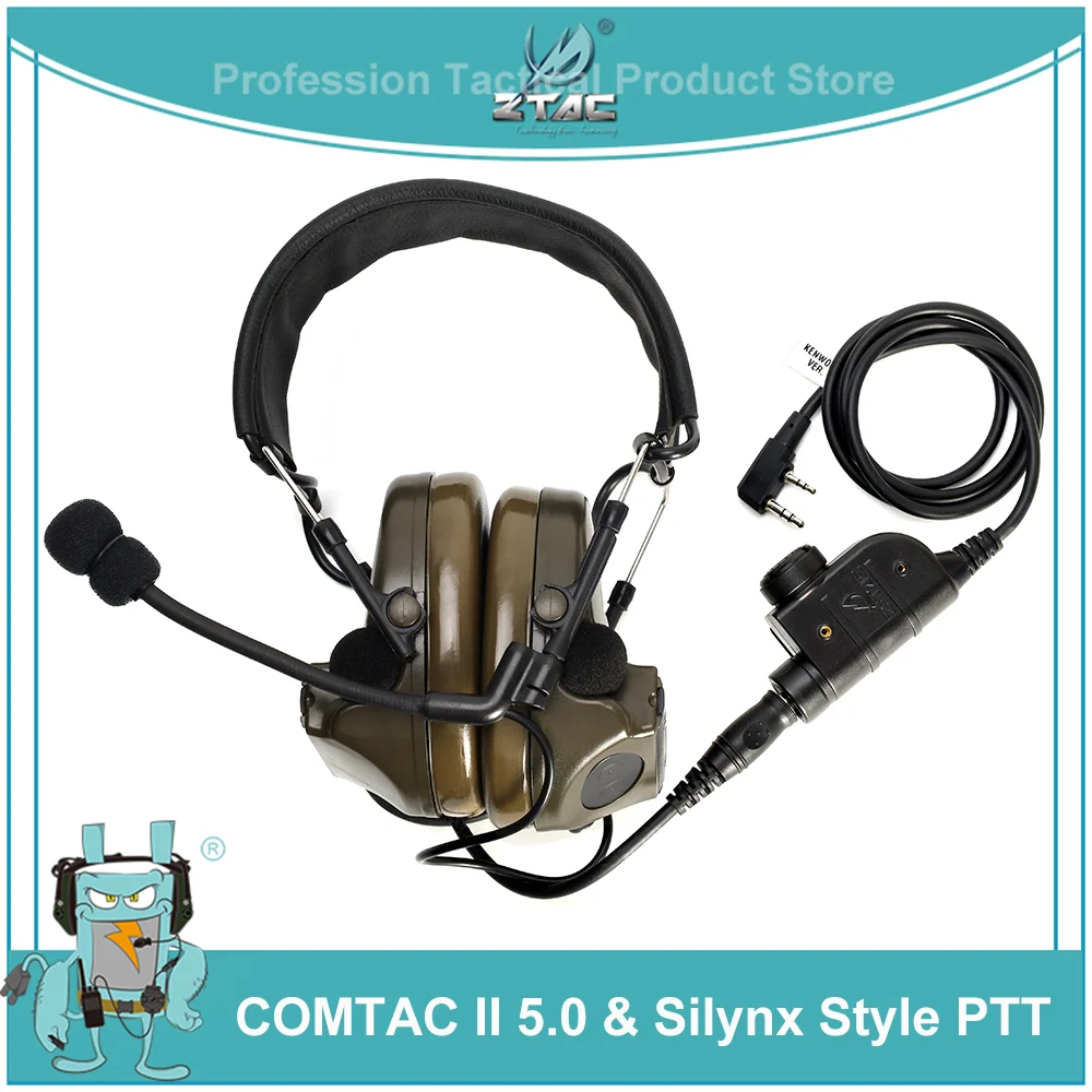 Auriculares Tácticos Z-TAC Militares con Cable PTT para Baofeng