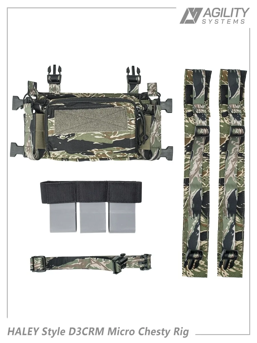 Chaleco táctico AS D3CRM ligero camuflaje rayas tigre con funda - imagen 3