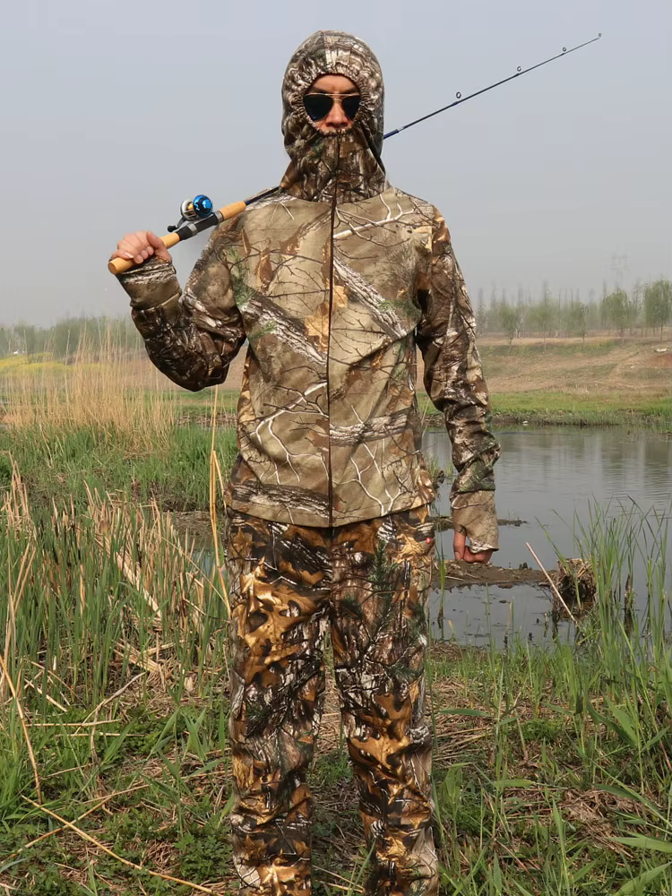 Chaqueta de pesca algodón camuflaje transpirable con capucha hombre - imagen 4