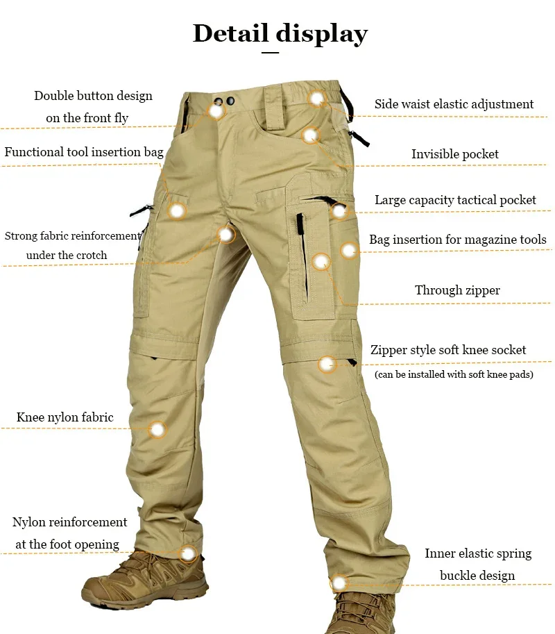 Pantalones cargo tácticos hombre ripstop resistente al desgaste