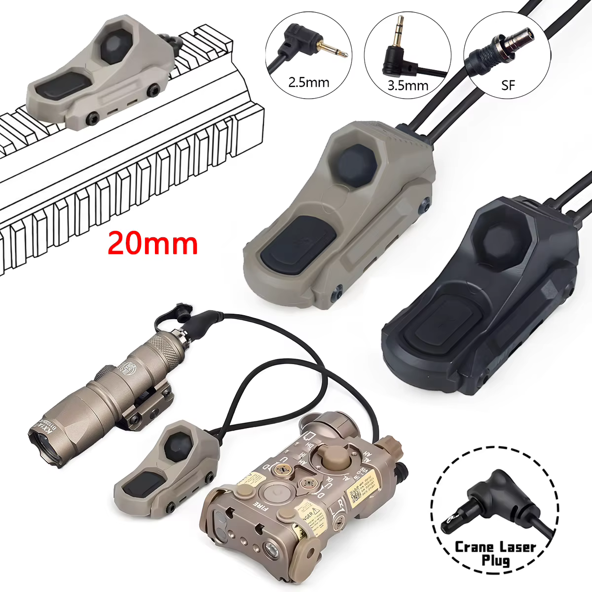 Interruptor presión Surefire M300 M600 rail Picatinny - imagen 3