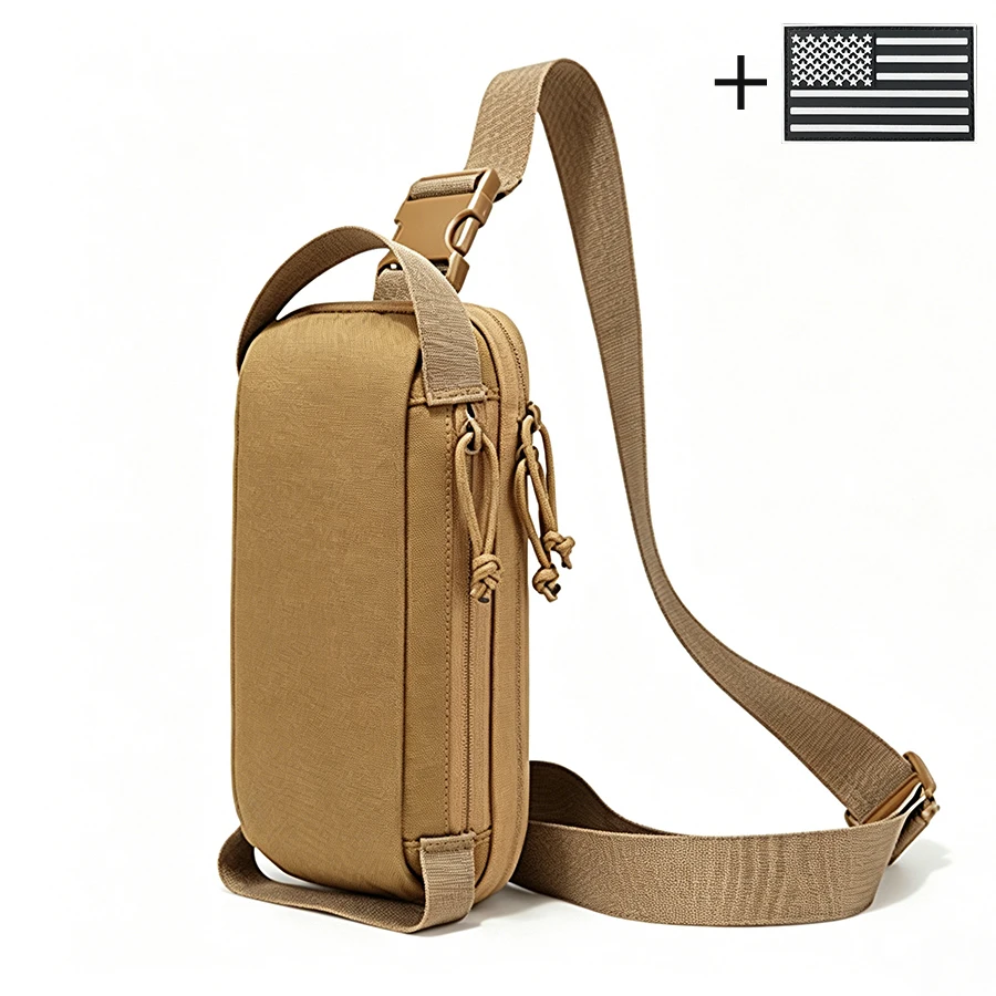 Bolsa táctica bandolera de nylon ripstop con doble cremallera - imagen 5