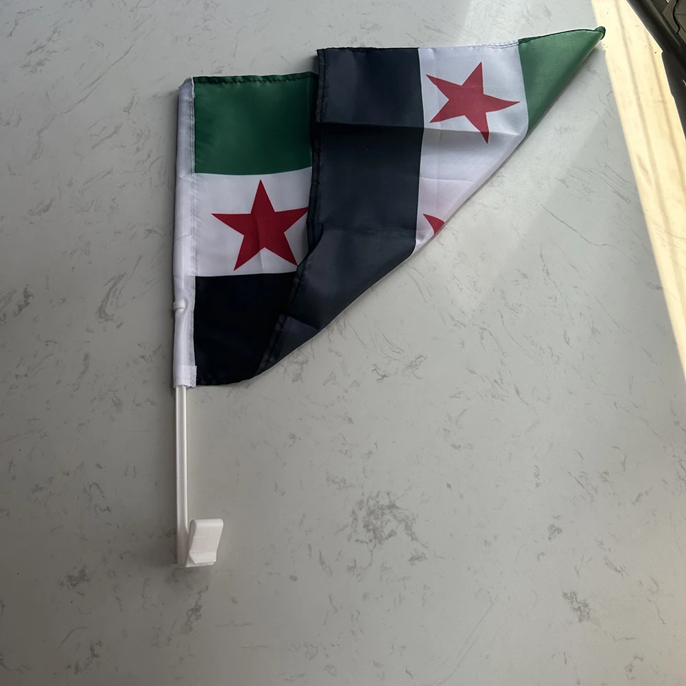 Bandera de coche siria con estrellas para ventana y asta de plástico - imagen 5