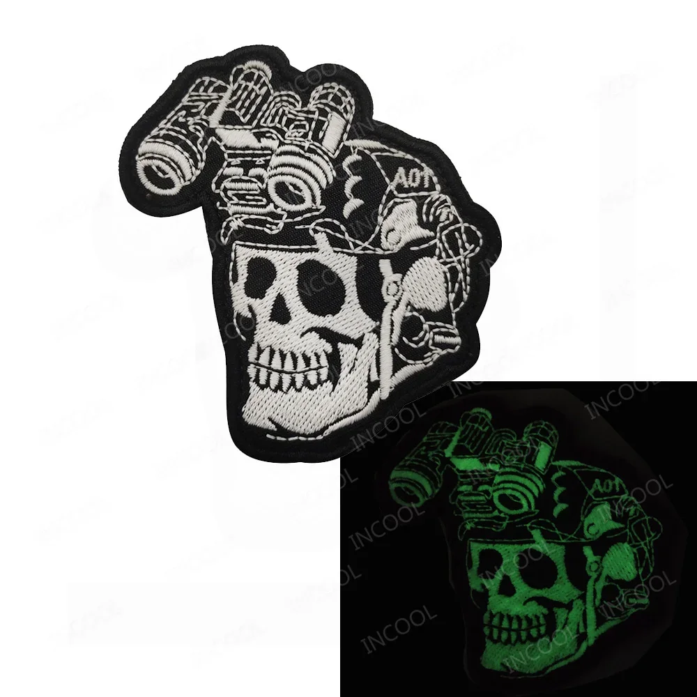 Parche bordado calavera de la muerte para chaqueta táctica - imagen 3