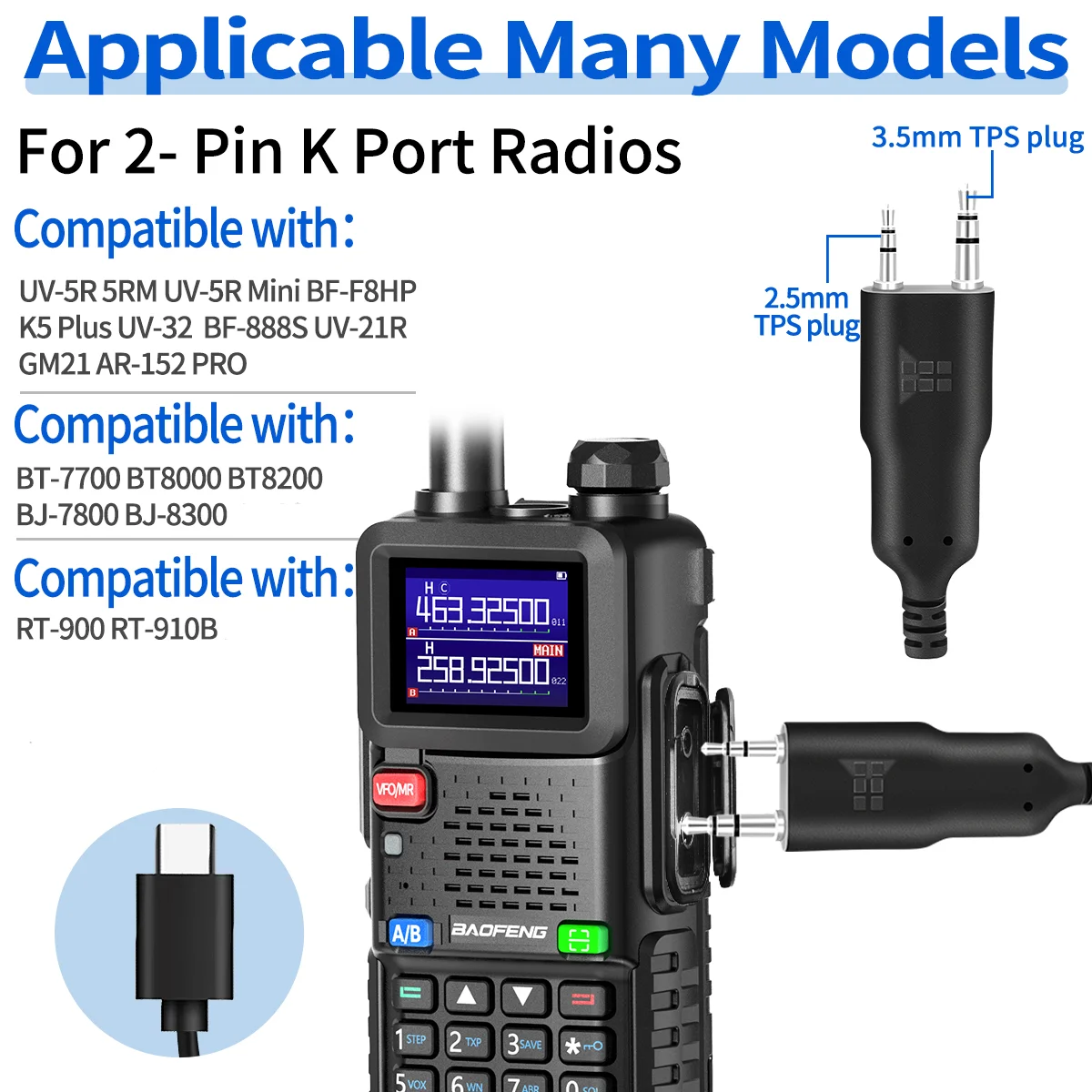 Cable ABBREE para programación de walkie talkie