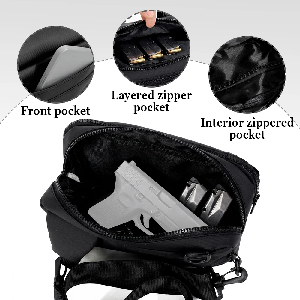 Pouch táctico cruzado para transporte oculto de pistola, aire libre - imagen 5