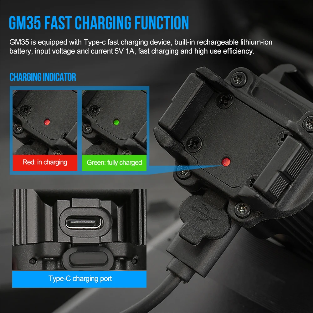 Trustfire GM35 – Linterna táctica 1350 lúmenes USB recargable Picatinny - imagen 5