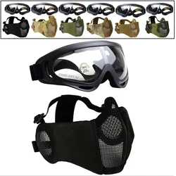Máscara táctica Airsoft con gafas y protección auditiva – Media cara