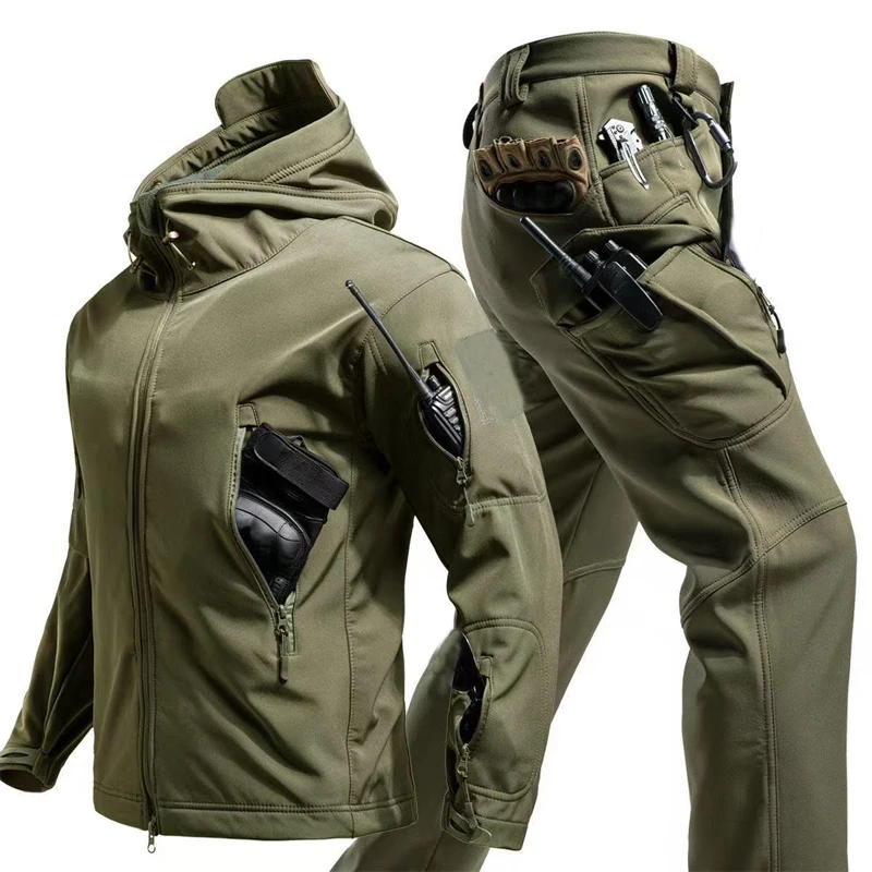 Conjunto térmico táctico invierno – Chaqueta y pantalón impermeable hombre
