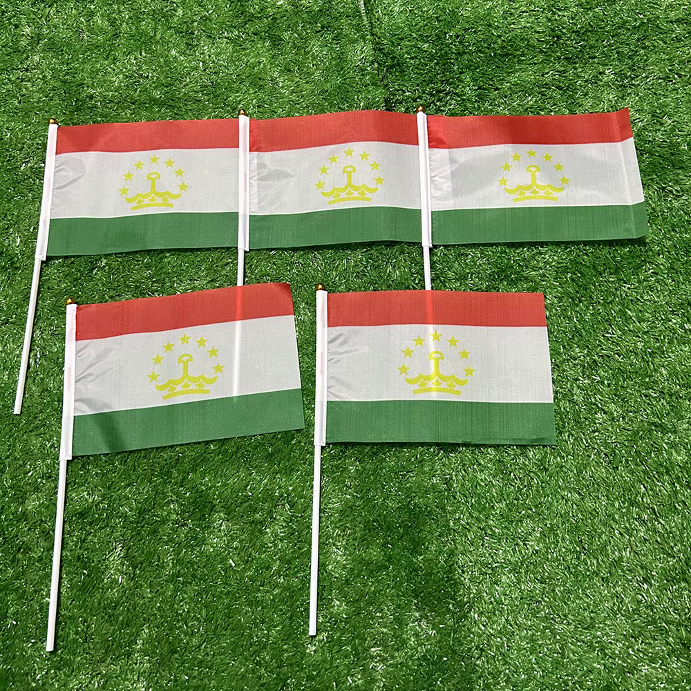 Bandera Tayikistán poliéster con asta plástica para eventos y decoración - imagen 5