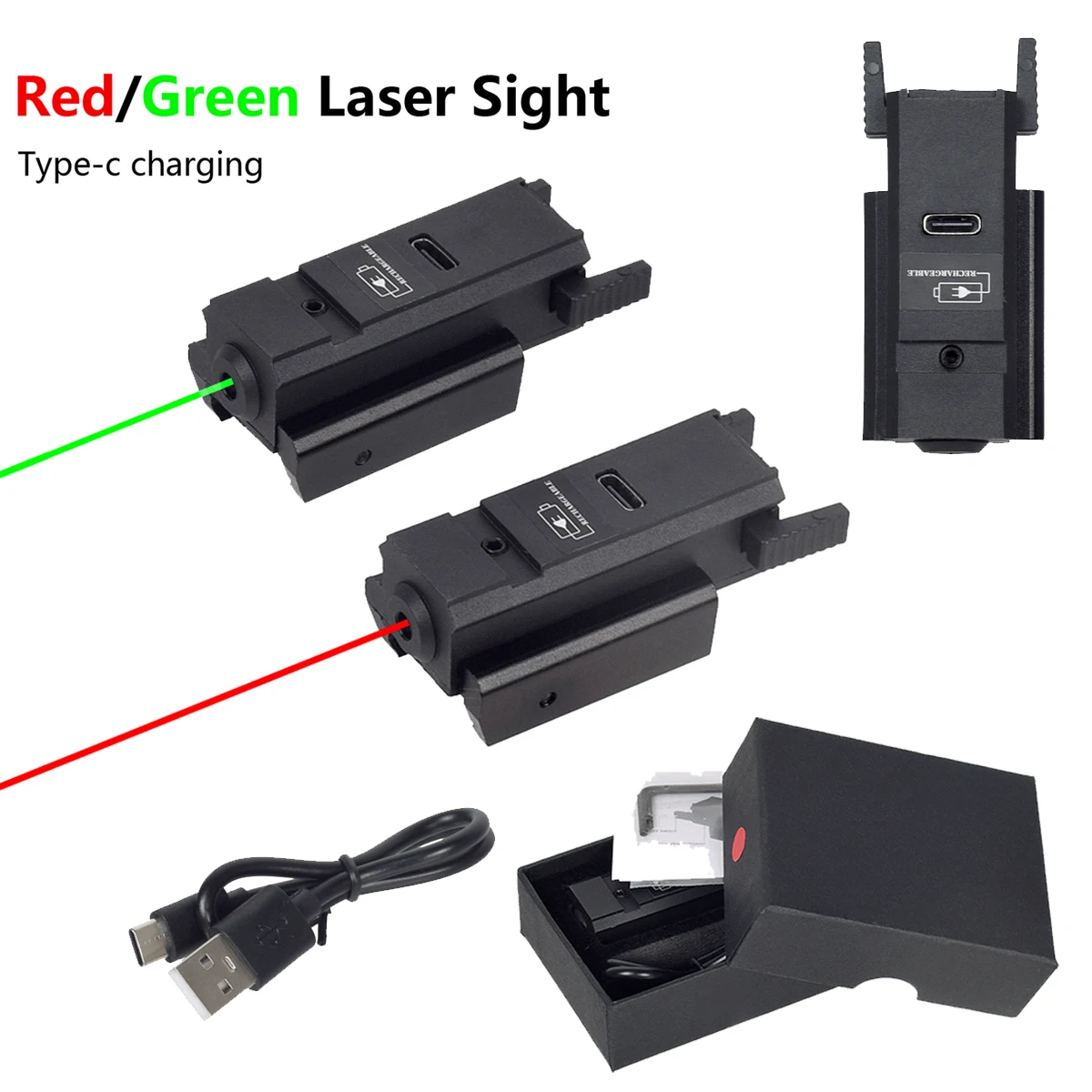 Mira láser recargable con punto verde y rojo