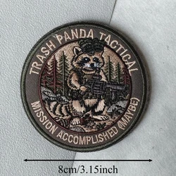 Parche táctico bordado panda con velcro para mochila y uniforme