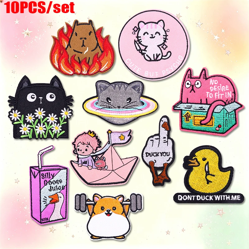 Parches termoadhesivos bordados animales gatos ranas patos para ropa - imagen 3
