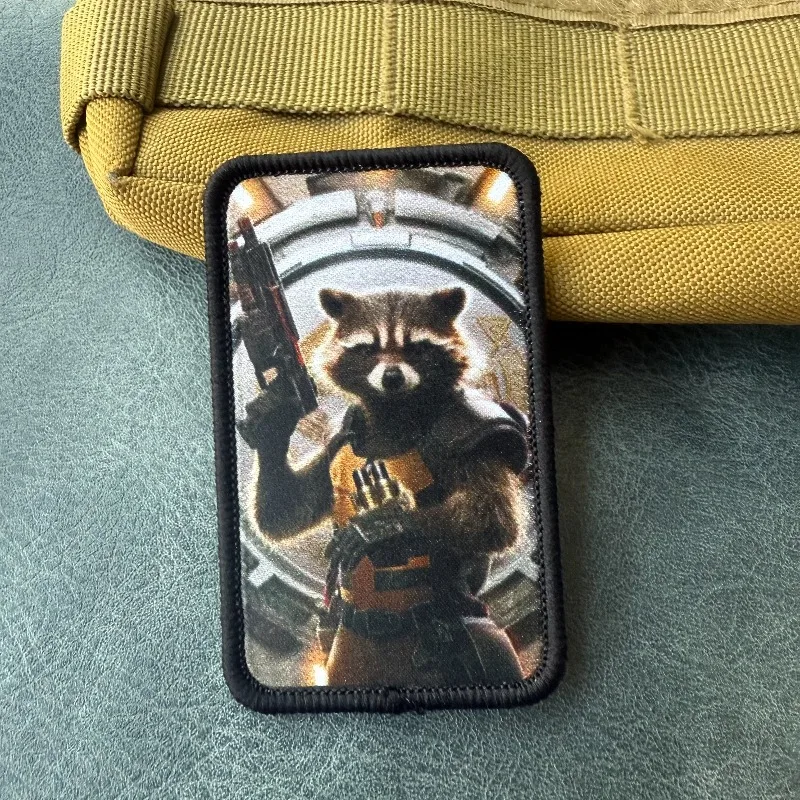Parche táctico mapache velcro gancho y bucle impreso mochila