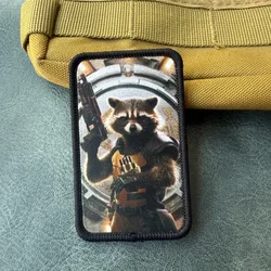 Parche táctico mapache velcro gancho y bucle impreso mochila