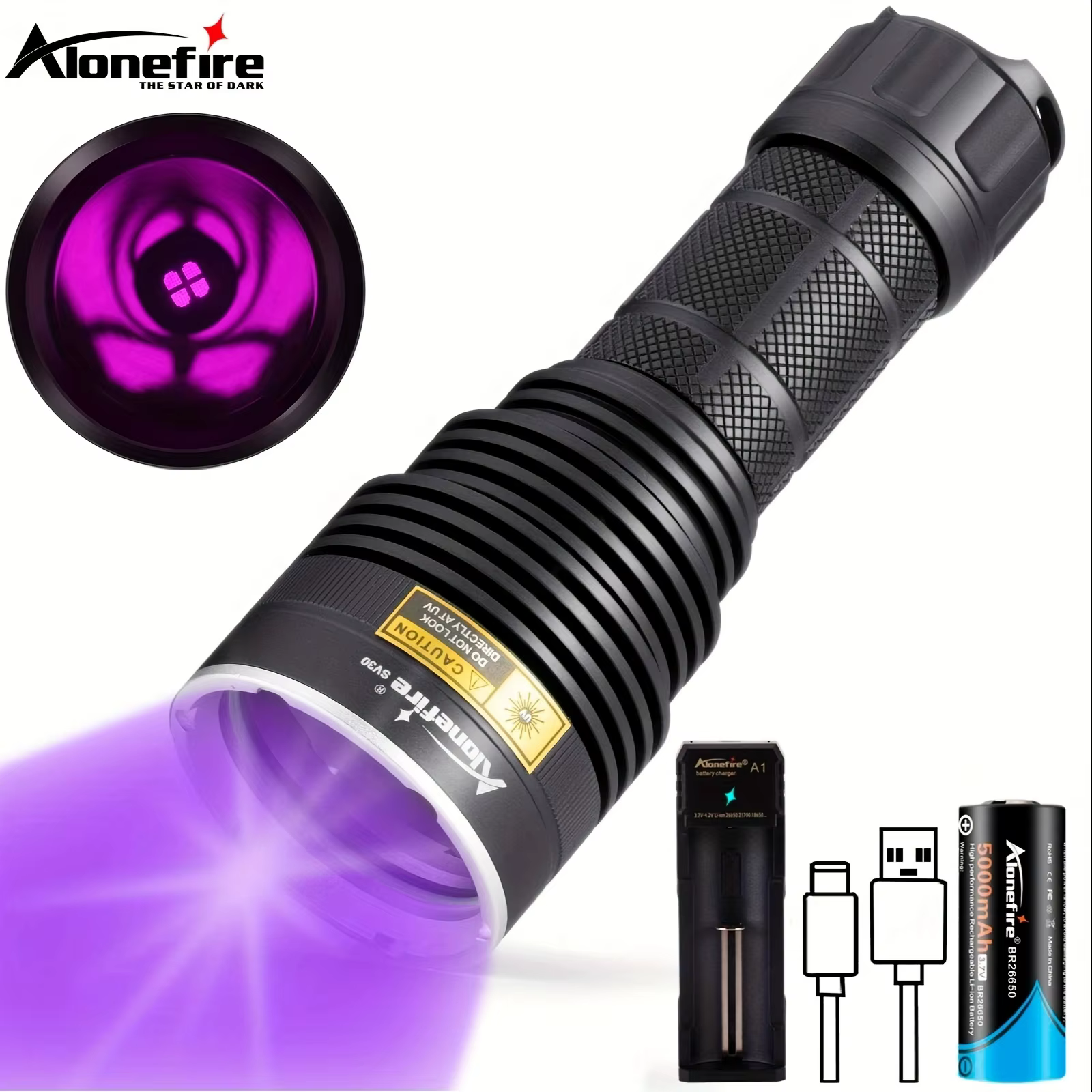 Linterna UV 365nm 30W - detección fluorescente y luz negra potente - imagen 5